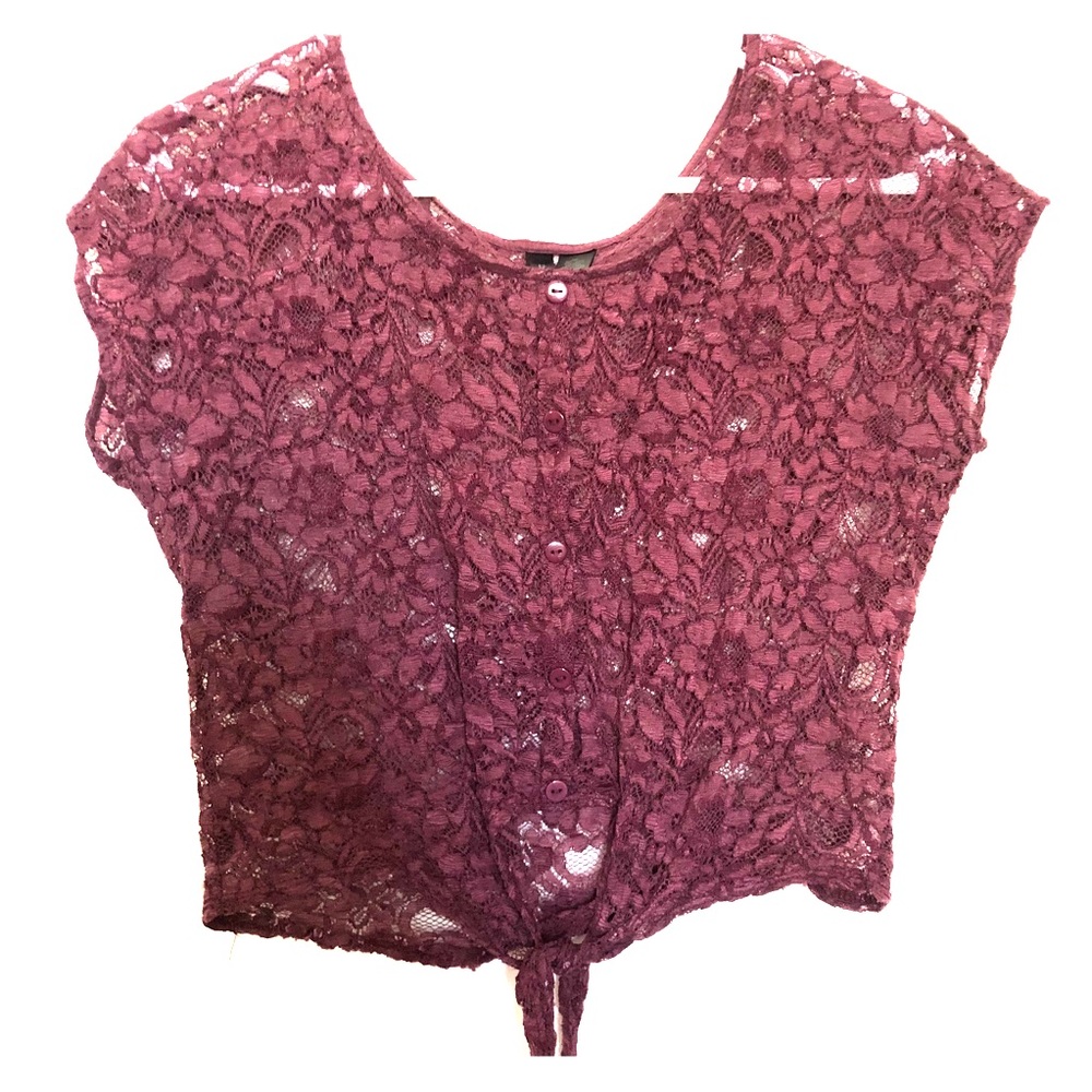 Purple lace tie crop top